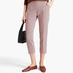 Theory Cropped Houndstooth Cotton Blend Tapered Pants 0
